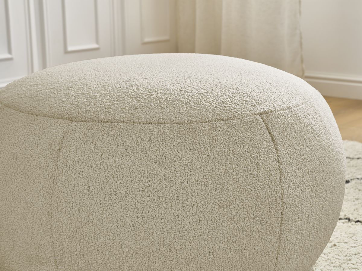 Bobochic Hayden Pouf, rund Bouclé-Stoff Beige, 76 cm
