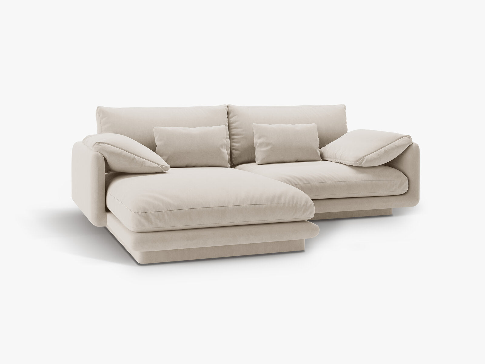 Micadoni Ecksofa Torino 3-Sitzer Links Samt Ecru