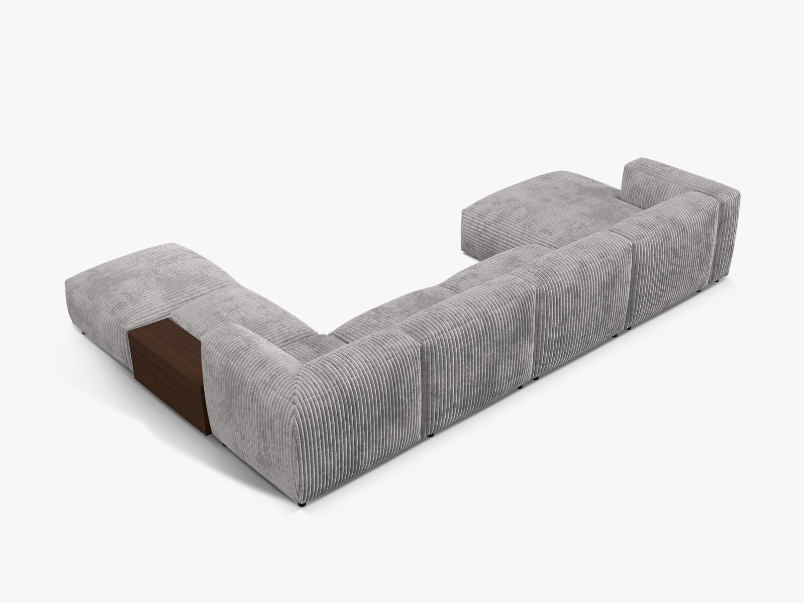 Micadoni Panorama-Ecksofa Martina 5-Sitzer Rechts Kord Hellgrau