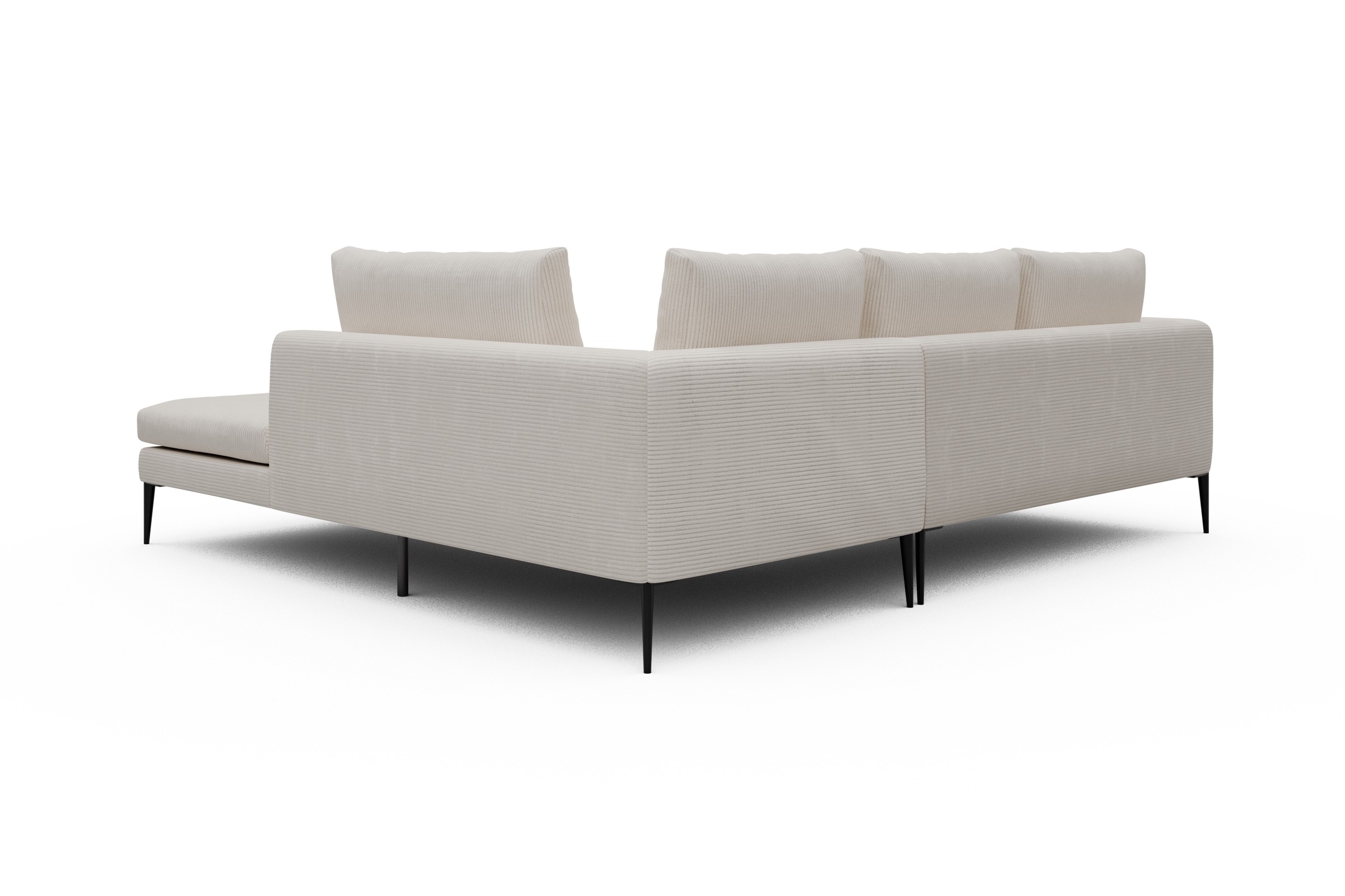 Ecksofa Paul Relax-Ecke rechts mit 2-Sitzer Corduroy-Ivory