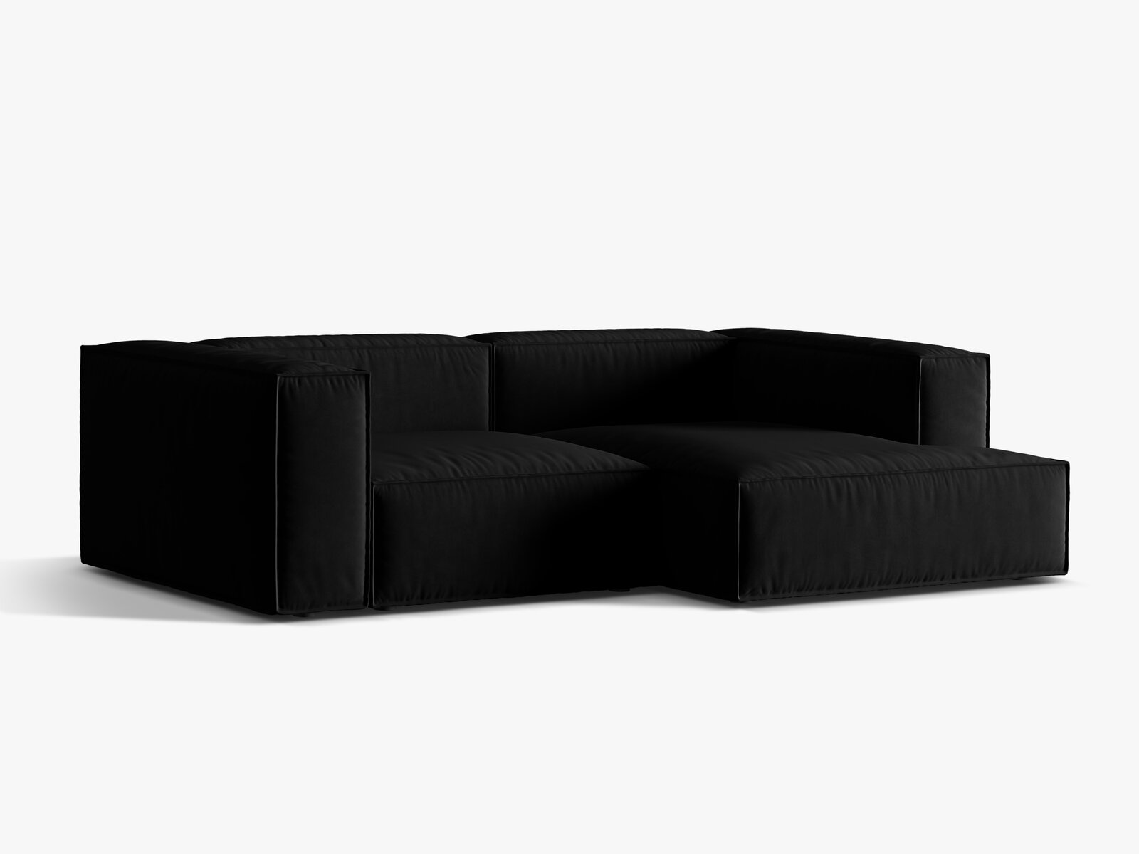 Micadoni Ecksofa Nuria 3-Sitzer Rechts Samt Schwarz
