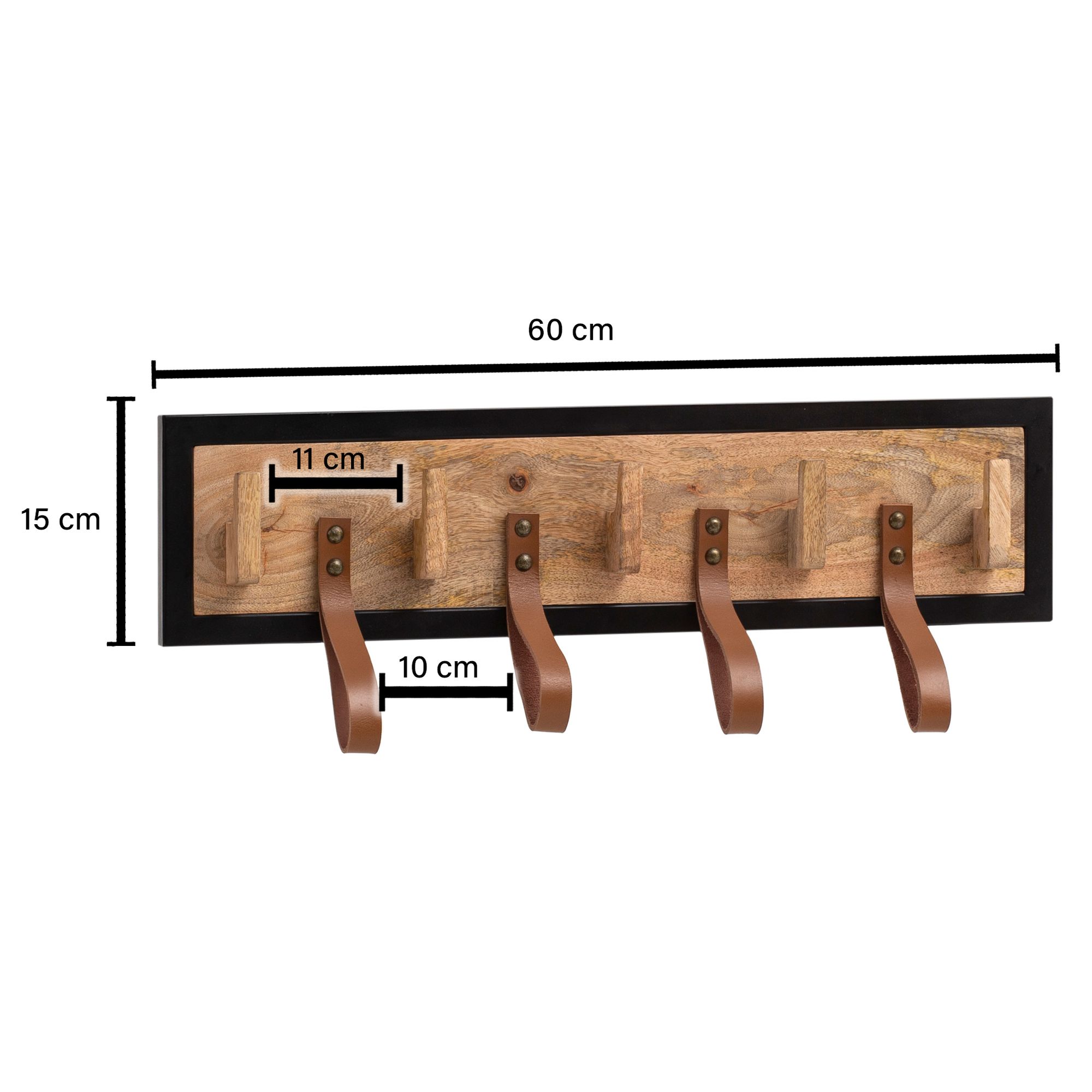 Wandgarderobe Brusand Mango Massivholz Braun 60 × 6 × 15 cm