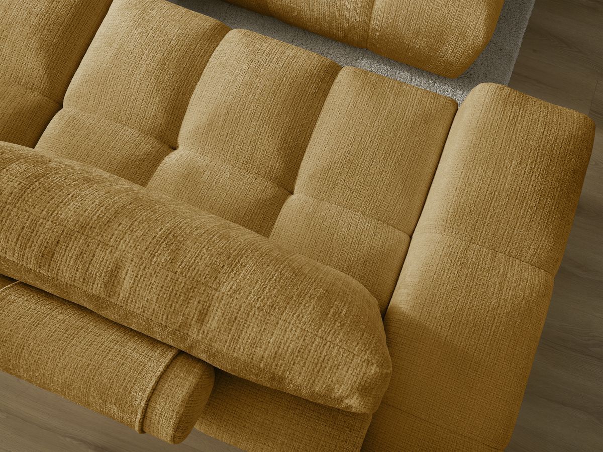 Bobochic Anakin Schlafsofa 3-Sitzer mit Bettkasten und Pouf, 2 Kissen Strukturstoff Gelb