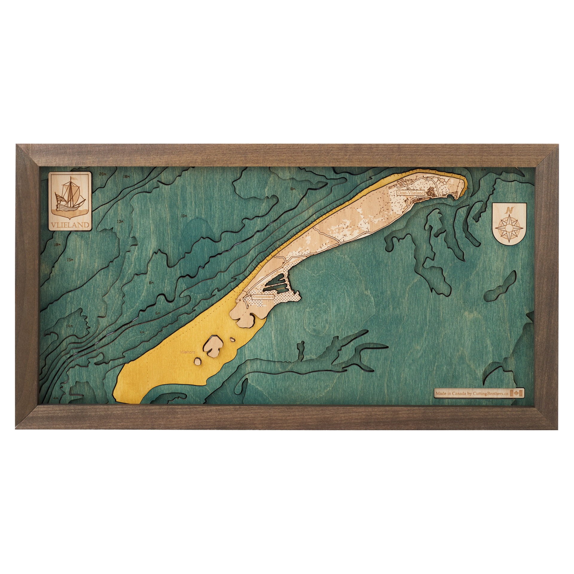 Cutting Brothers 3D Holz-Wandkarte Vlieland 40.5 x 20 moebelfaktor