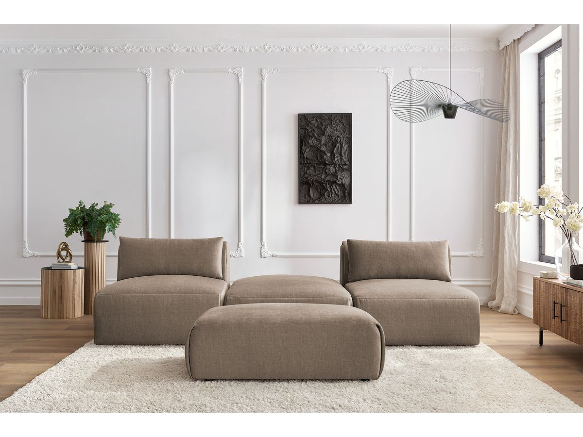 Bobochic Jeanne Sofa 4-Sitzer mit Pouf Samt Taupe