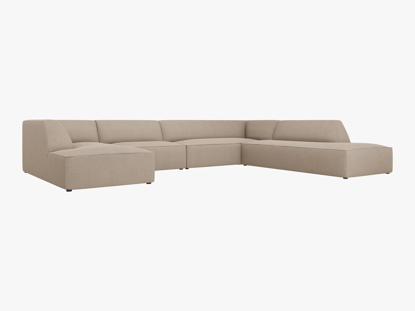 Micadoni Panorama-Ecksofa Ruby 7-Sitzer Rechts Strukturierter Stoff Ottawa Dunkelbeige