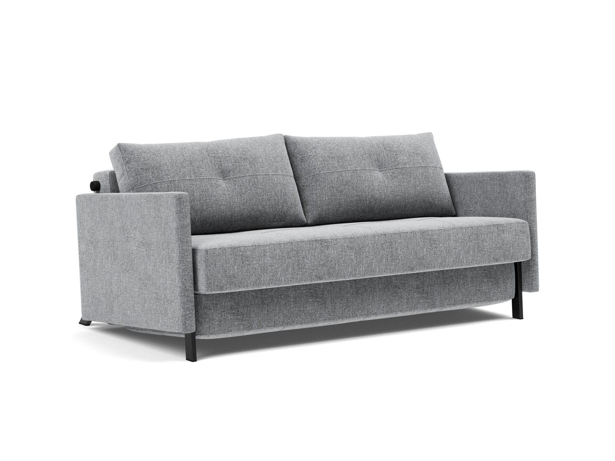 Schlafsofa Cubed mit Armlehnen 160 Strukturierter Stoff Twist 565-Granite