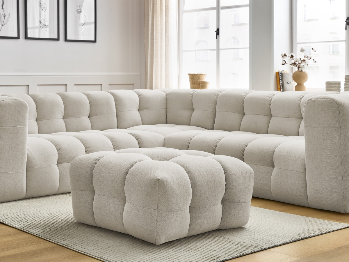 Bobochic Cloud Ecksofa mit Pouf 268 × 110 cm Stoff Beige