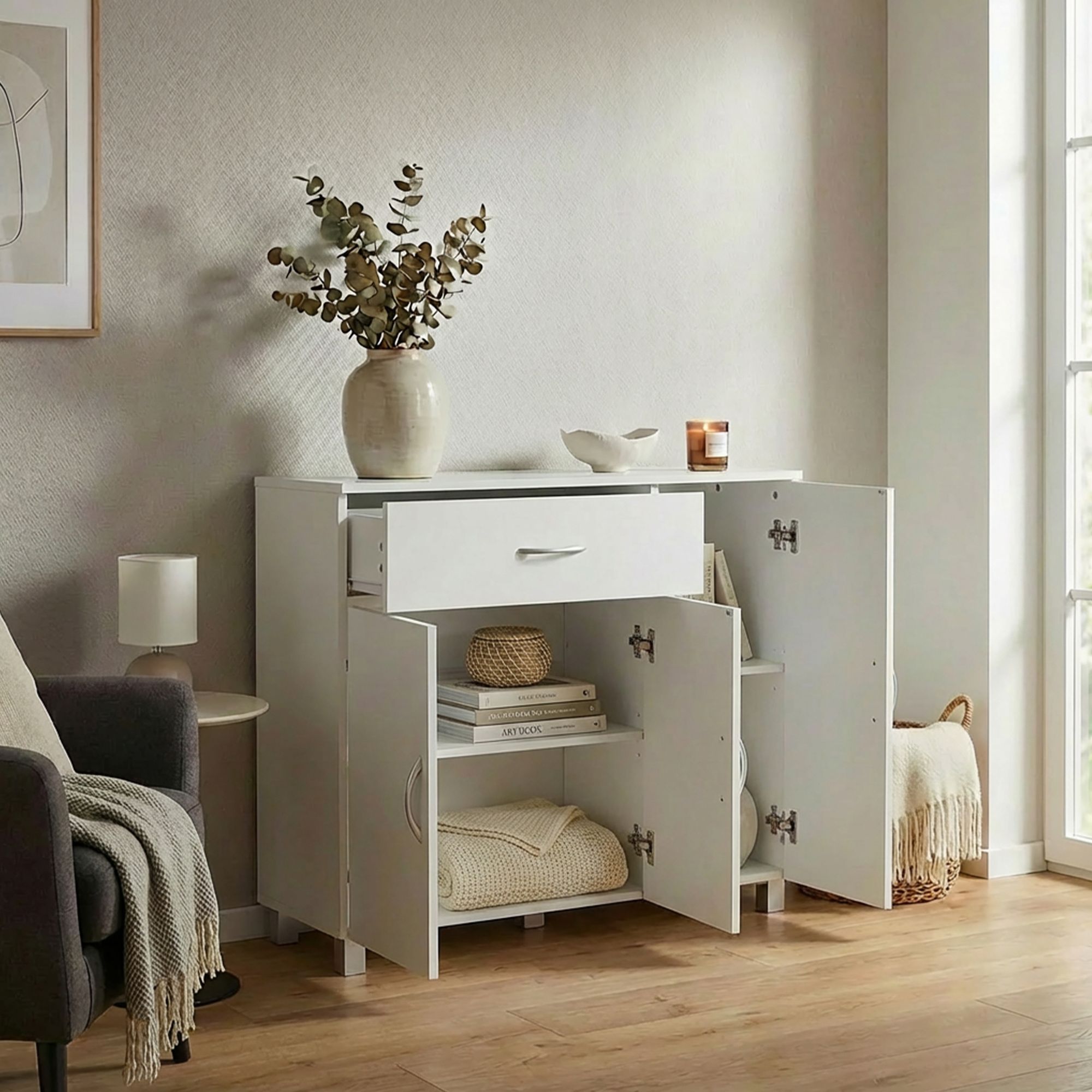 Sideboard Norheimsund Weiß 90 × 30 × 75 cm