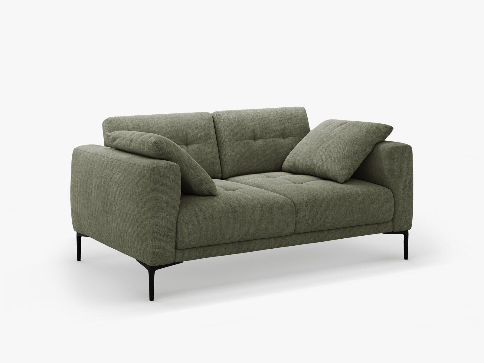 Micadoni Sofa Bemy 2-Sitzer Strukturierter Stoff Dunkel-Olivgrün