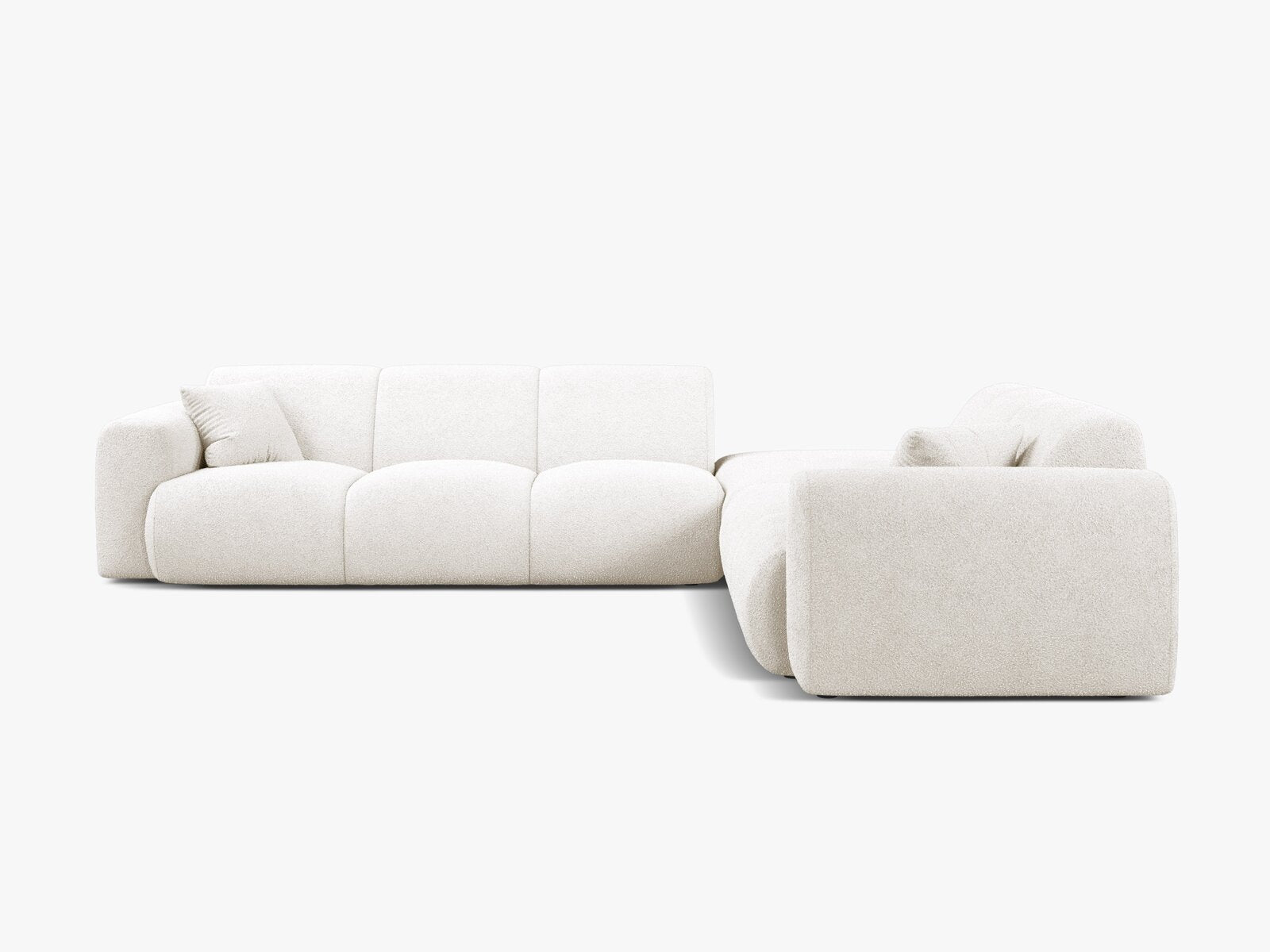 Micadoni Ecksofa Molino 6-Sitzer Rechts Boucle Baloo Weiß