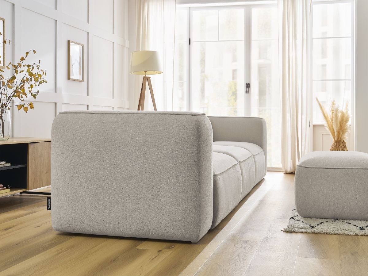 Bobochic Zephyr Sofa 4-Sitzer mit Pouf Strukturstoff Beige