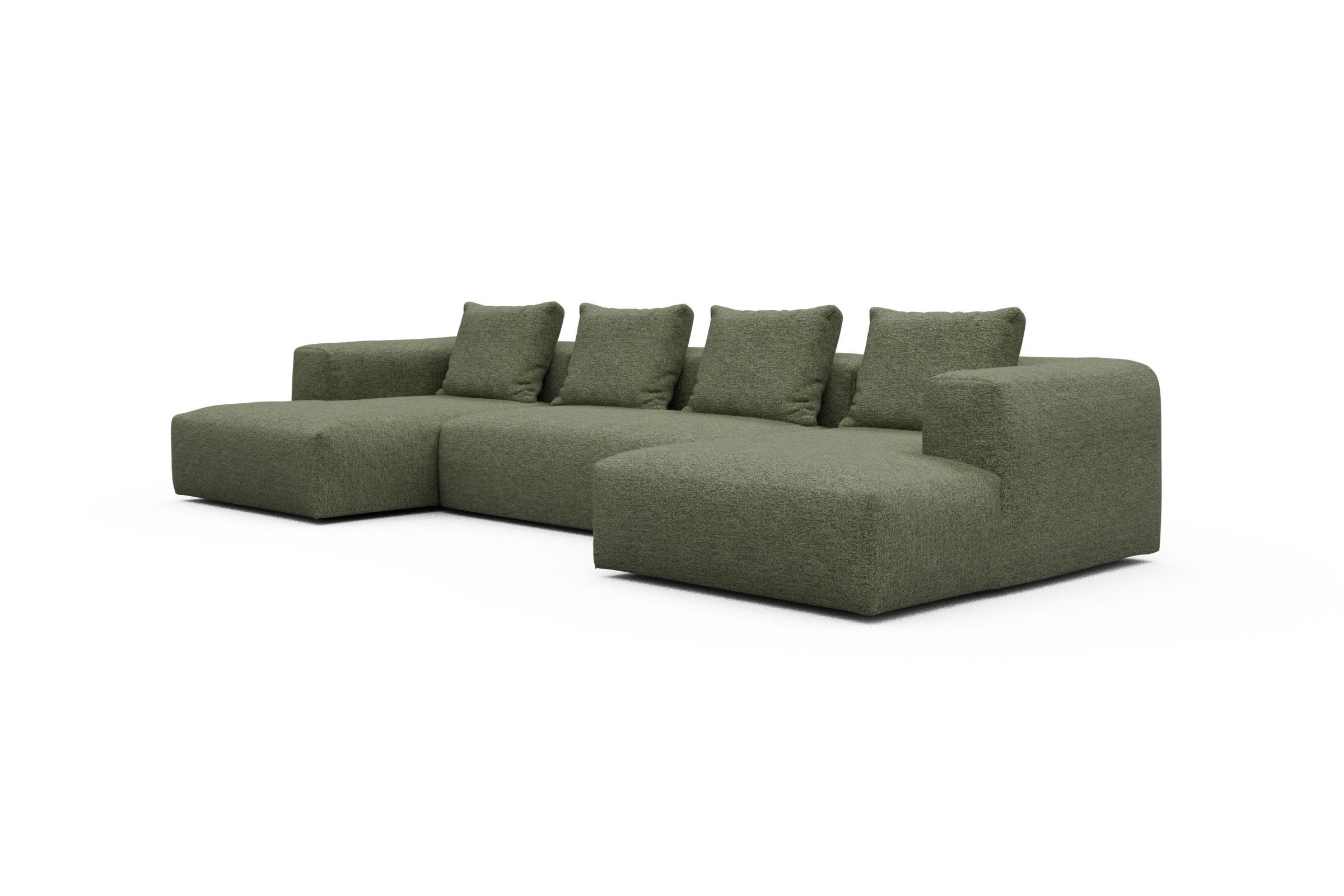 Wohnlandschaft Fred mit 2-Sitzer und Chaiselongue beidseitig Carreno-Vivid-Green