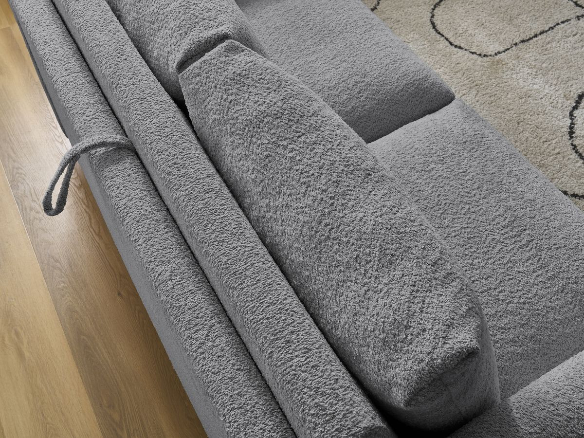 Bobochic Cocoone Schlafsofa 3-Sitzer Bouclé-Stoff Dunkelgrau, Liegefläche 140 × 200 cm