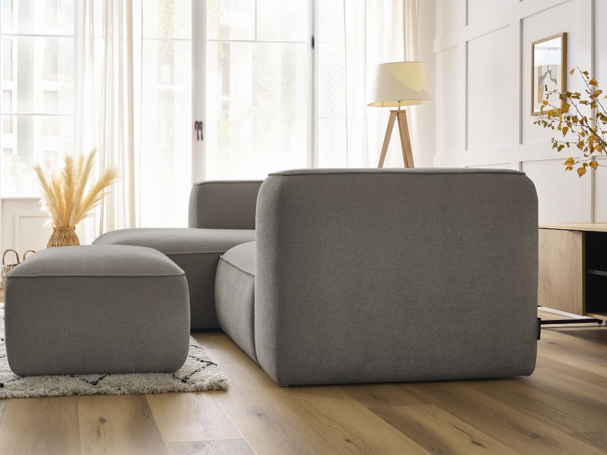 Bobochic Zephyr Ecksofa mit Pouf 260 × 165 cm Strukturstoff Taupe Ecke links