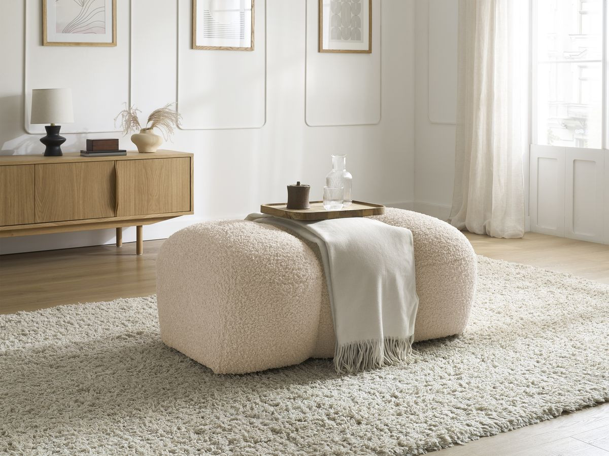 Bobochic Hippolyte Pouf Bouclé-Stoff Beige