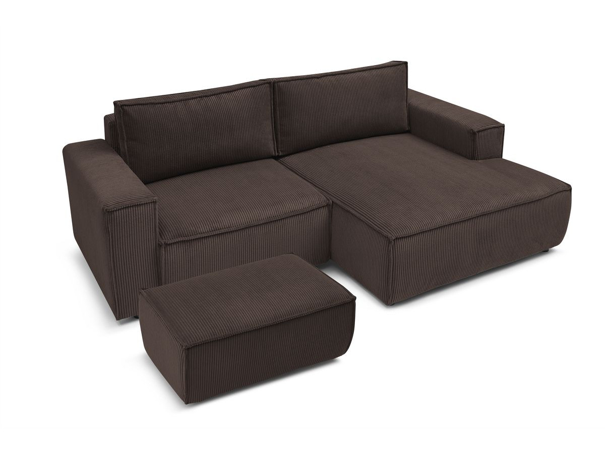 Bobochic Nihad Ecksofa mit Pouf Cordsamt Braun Ecke rechts