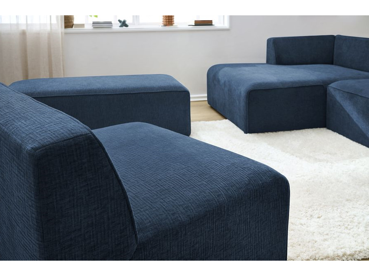 Bobochic Megeve Ecksofa mit Pouf Strukturstoff Dunkelblau Ecke links