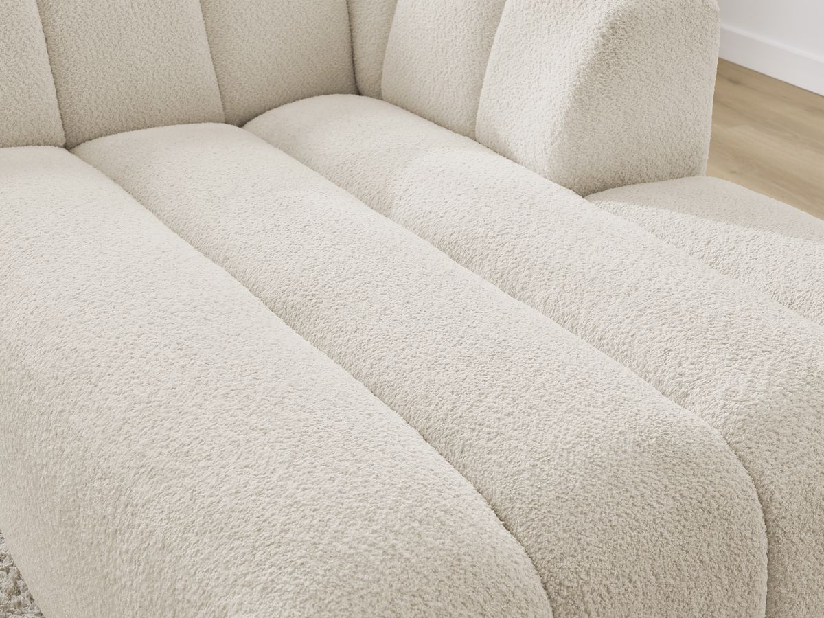 Bobochic Annecy Méridienne-Modul Bouclé-Stoff Beige Ecke rechts