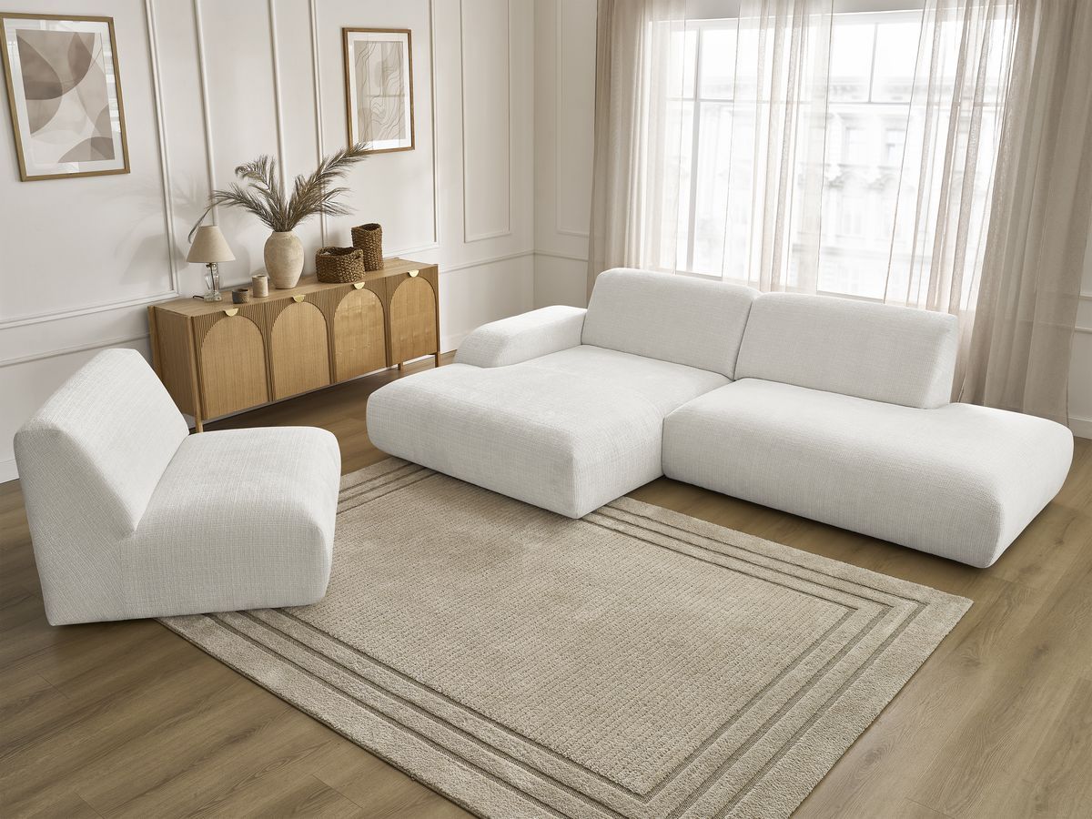 Bobochic Sirius Ecksofa 405 × 170 cm Strukturstoff Weiß Ecke links
