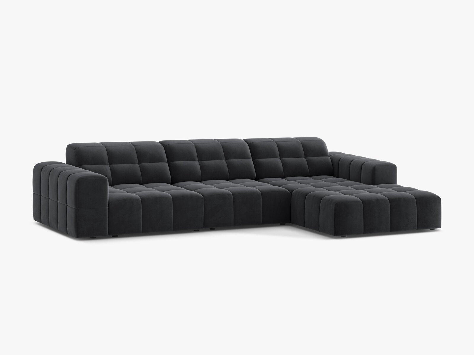 Micadoni Ecksofa Jennifer 4-Sitzer Rechts Samt Bluvel Grau