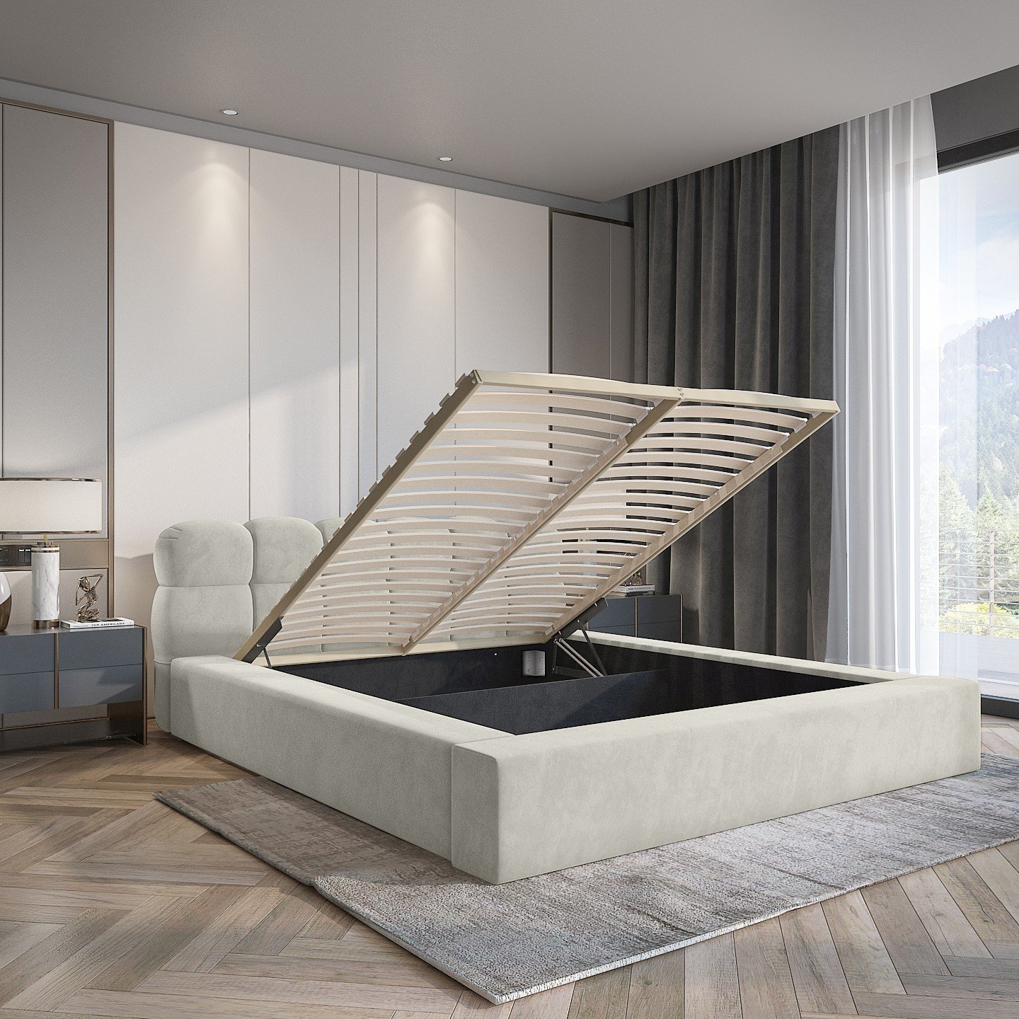 Polsterbett Vento-New Chenille 160x200 mit Holzrahmen Ditra-New 05