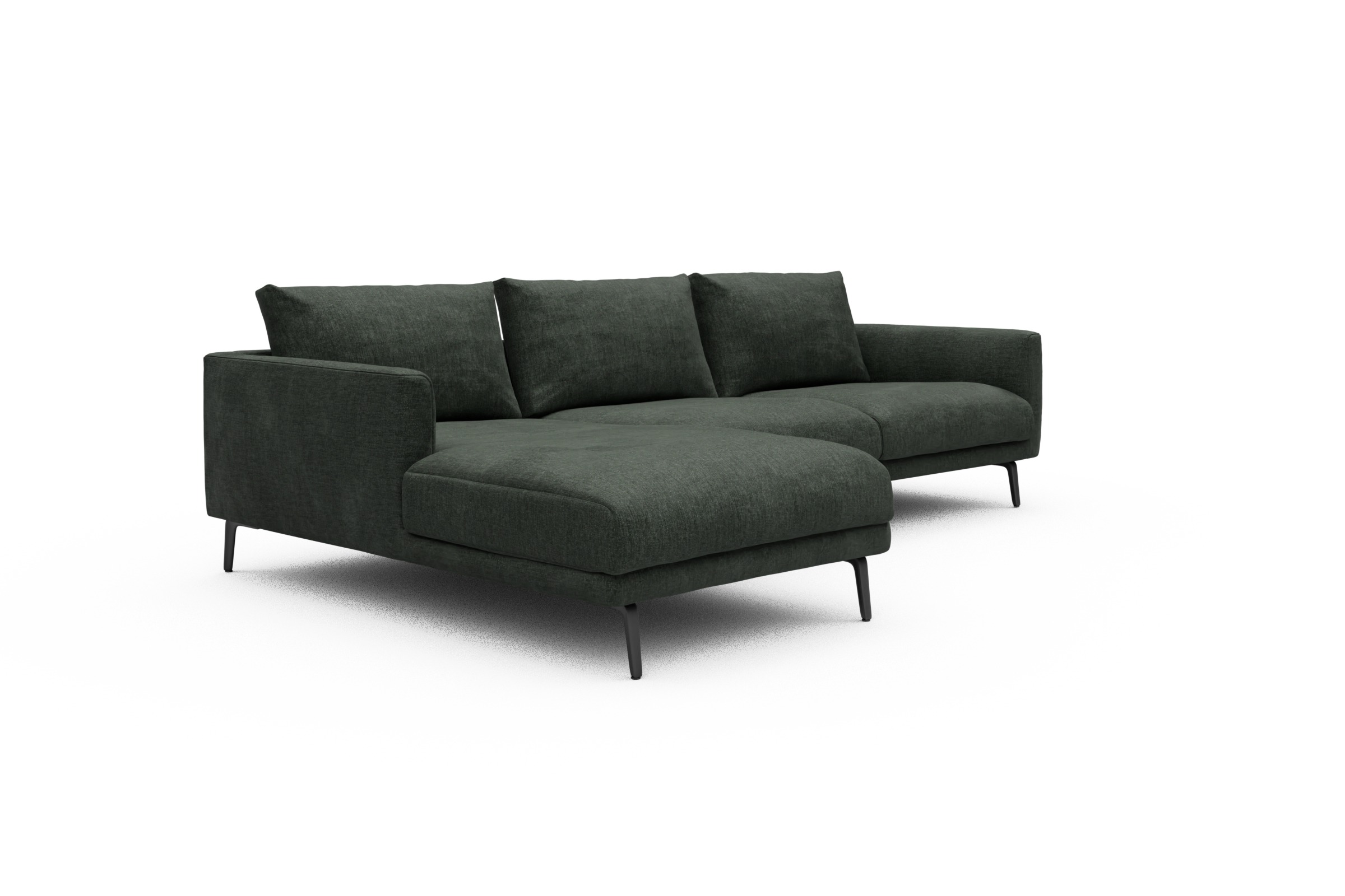 Ecksofa Karl Chaiselongue links mit 2,5-Sitzer Aivi-Pine-Green
