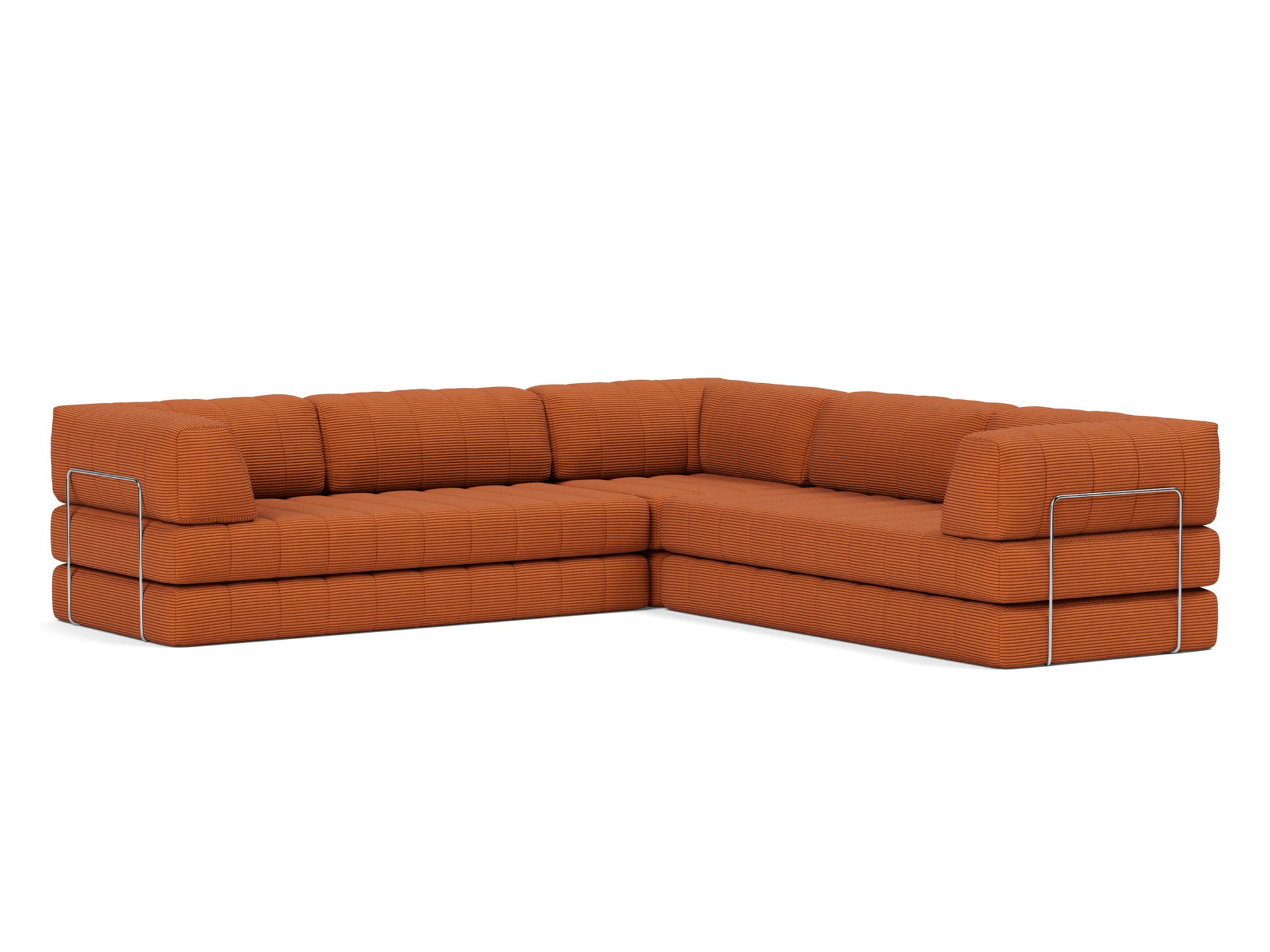 Eck-Schlafsofa CozyPad mit Armlehnen Kord Corduroy 595-Burnt-Orange