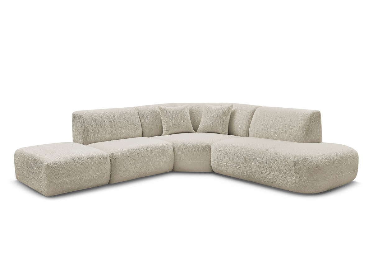 Bobochic Anda Ecksofa 279 × 264 cm Chenille Beige Ecke rechts