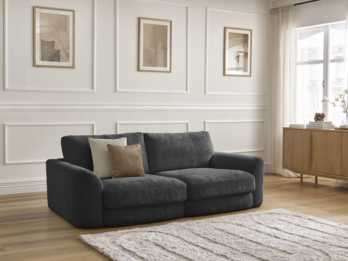 Bobochic Leonore Sofa 3-Sitzer Strukturstoff Schwarz