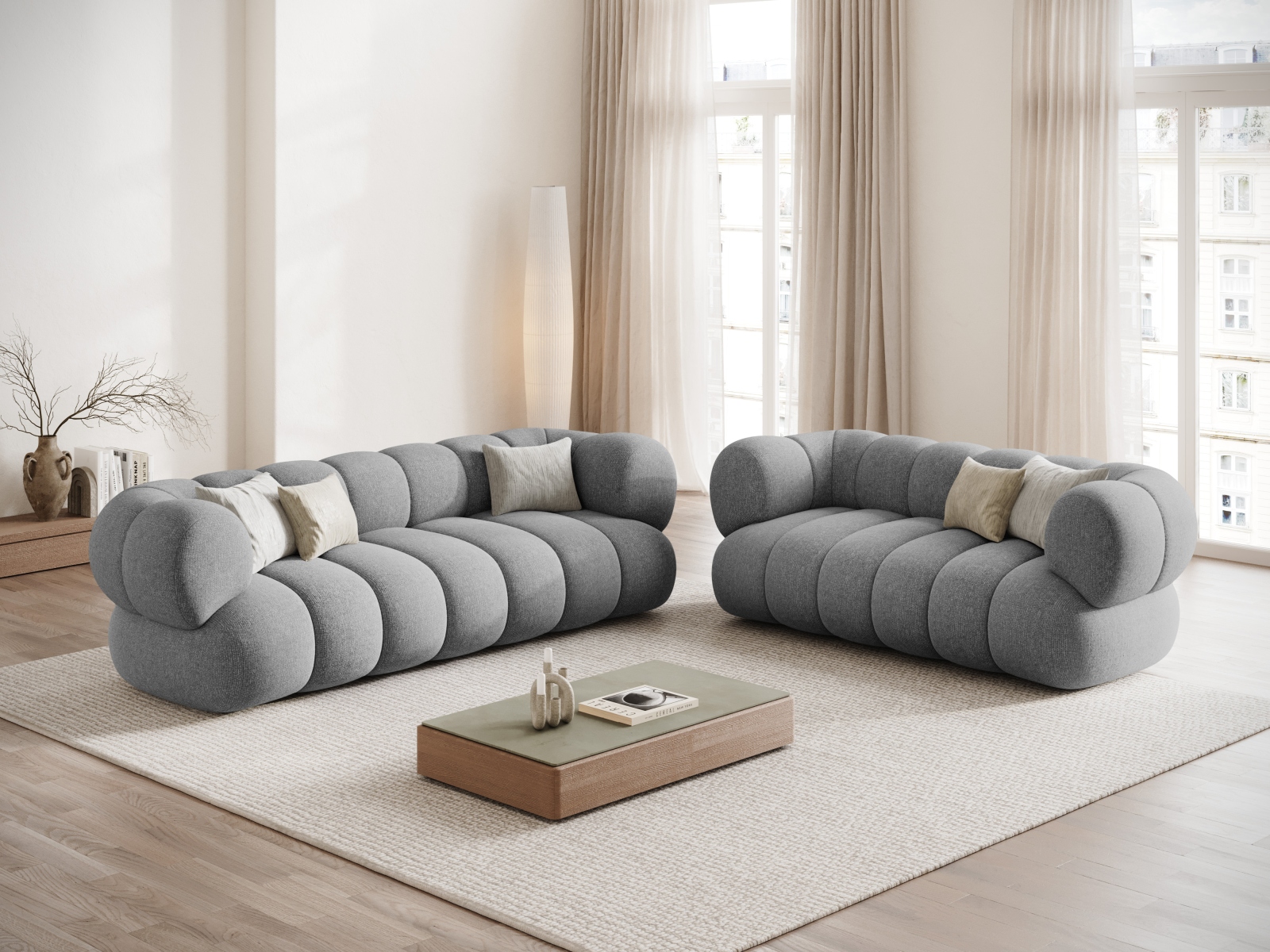 Cosmopolitan Design Sofa Koge 3-Sitzer Chenille Eden Marineblau