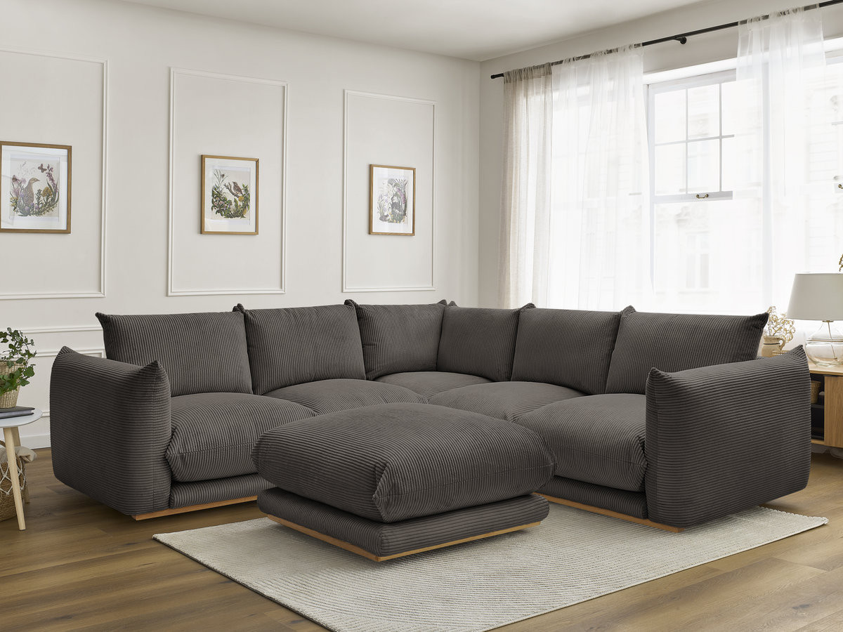 Bobochic Ernest Ecksofa mit Pouf Cordsamt Taupe