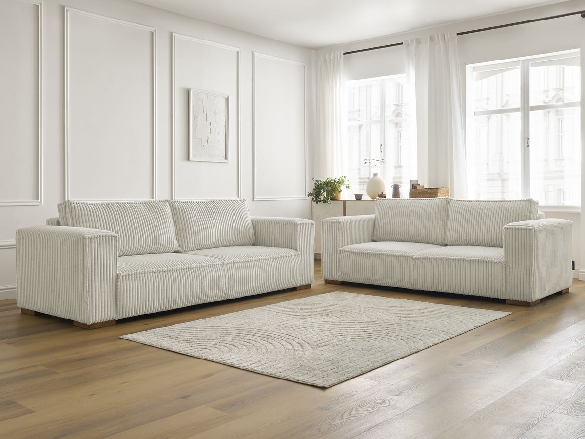 Bobochic Chelsea Sofa 5-Sitzer Breitcord weich Beige