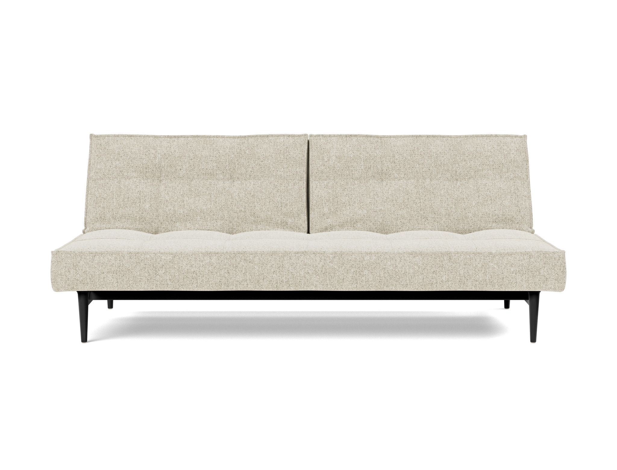 Schlafsofa Splitback Strukturierter Stoff Taura 357-Off-White Beine Styletto Eiche schwarz