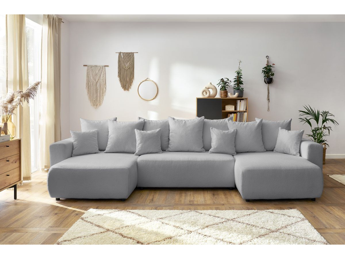 Bobochic Envy Wohnlandschaft Bouclé-Stoff Hellgrau