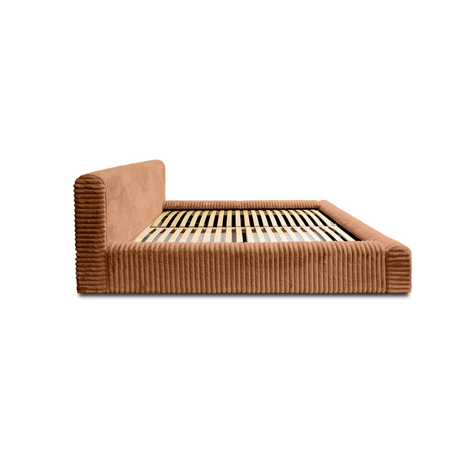 Polsterbett Miloa Softcord mit Fellstruktur 140x200 mit Holzrahmen Vito 44