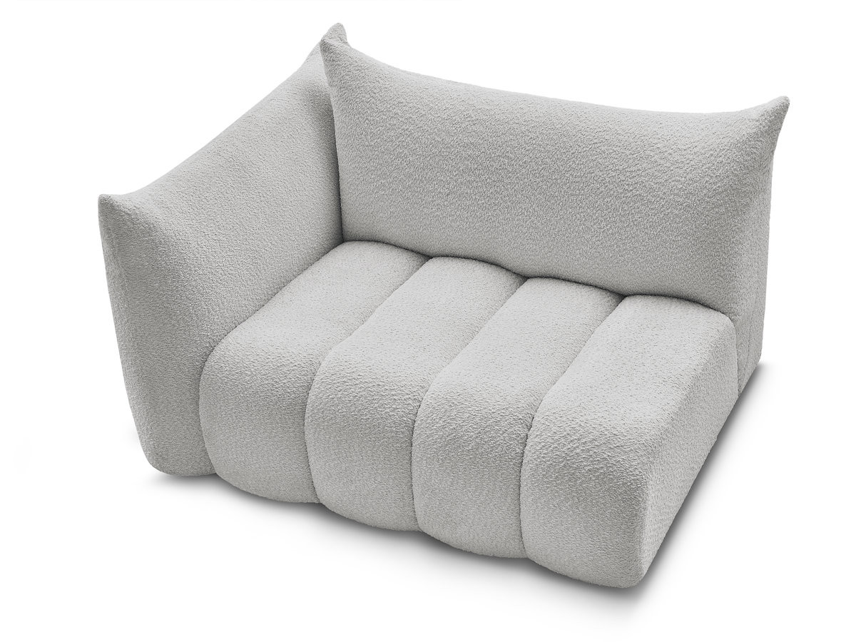 Bobochic Azra Sofamodul 2-Sitzer 143 × 112 cm Bouclé-Stoff Hellgrau Ecke links