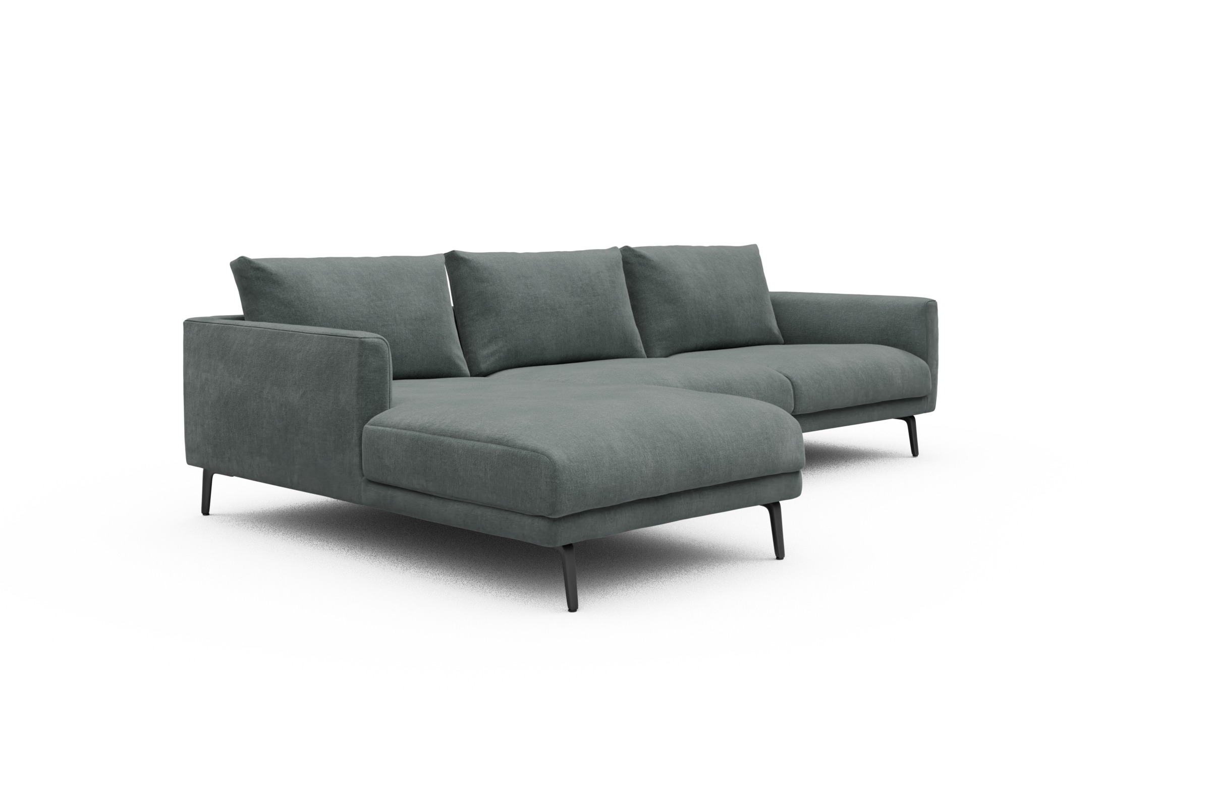 Ecksofa Karl Chaiselongue links mit 2,5-Sitzer Smooth-Silver-Grey