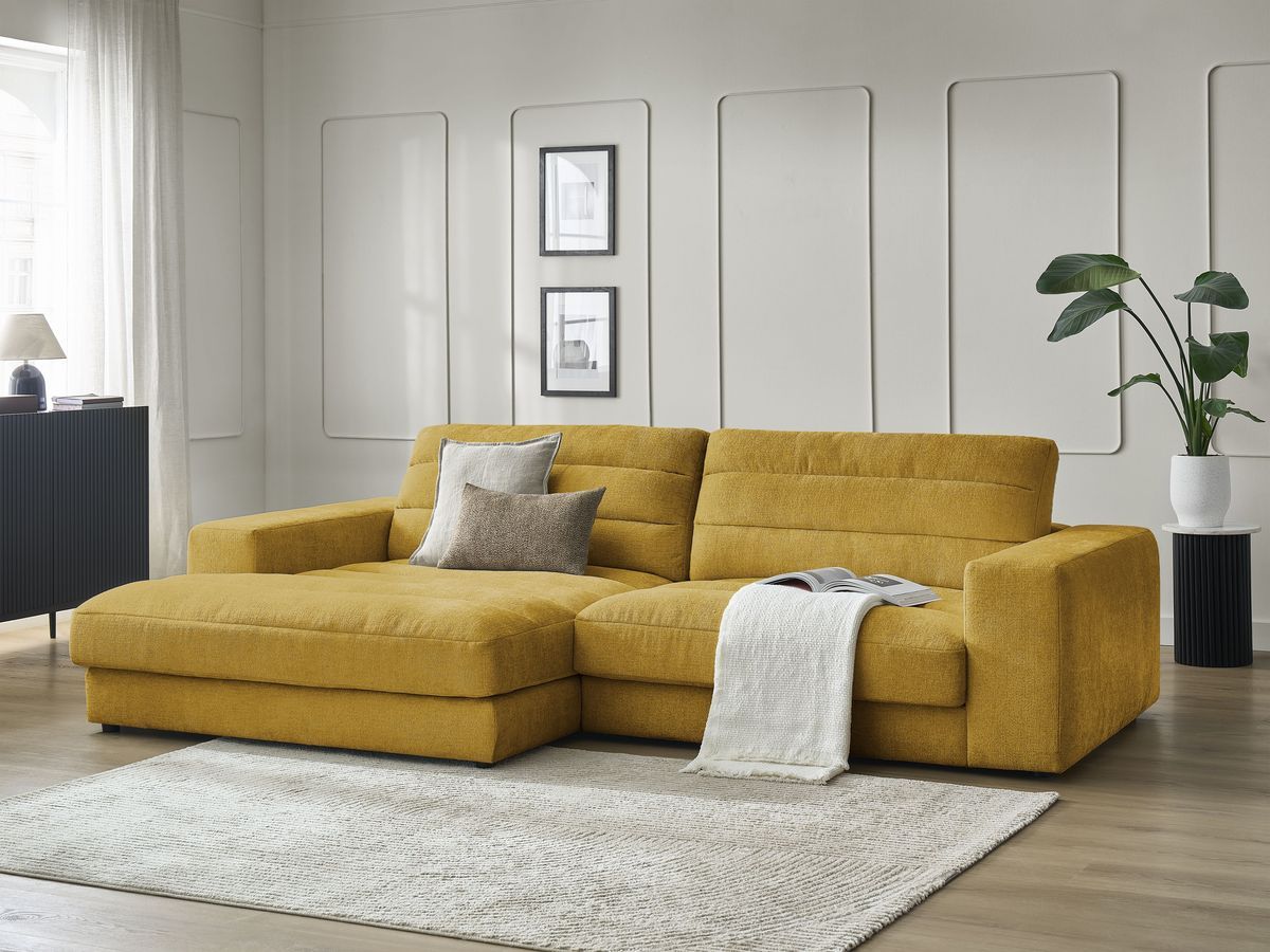 Bobochic Sierra Ecksofa Strukturstoff Gelb Ecke links