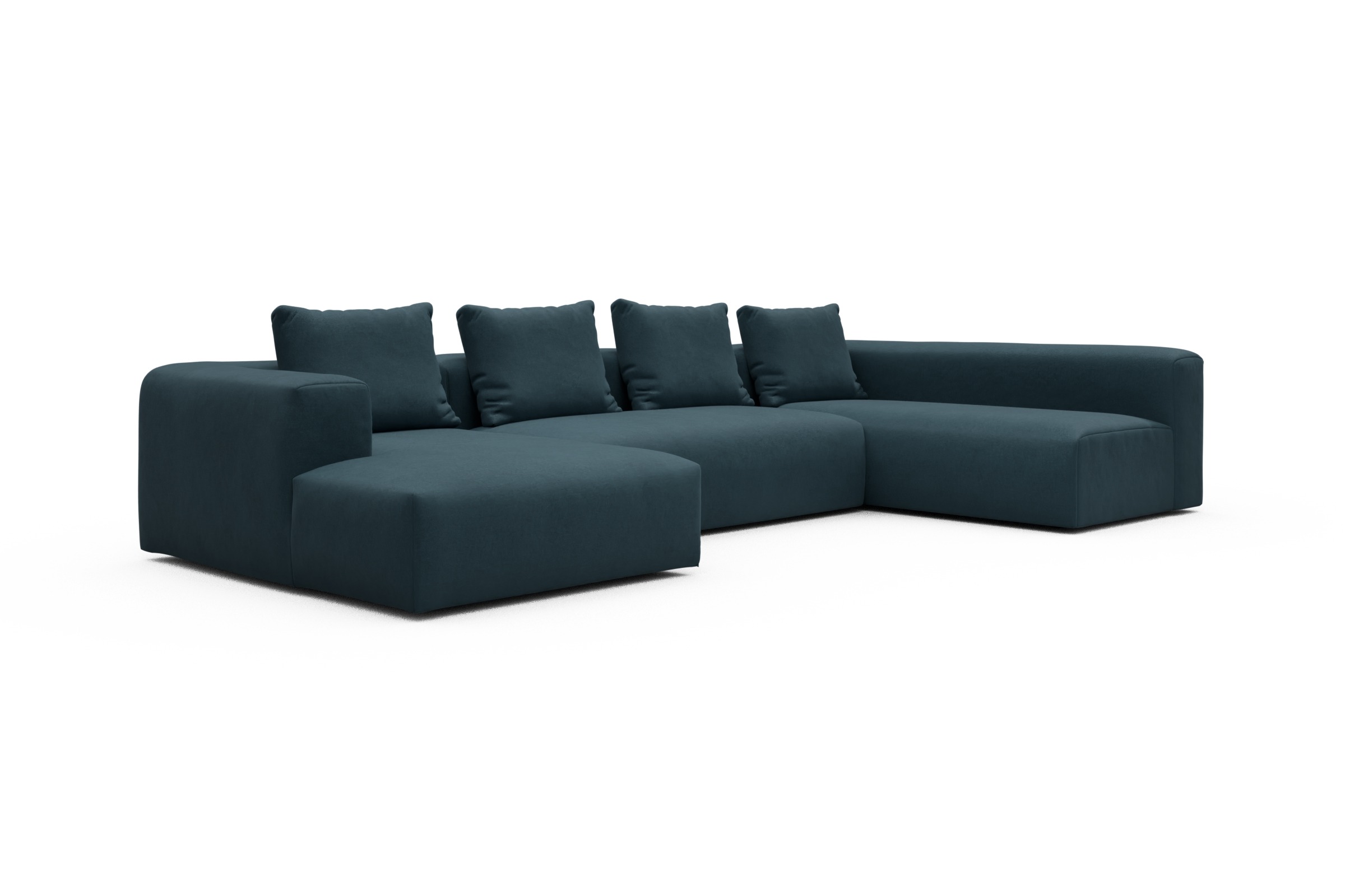 Wohnlandschaft Fred Chaiselongue links mit 2-Sitzer und lange Armlehne rechts Satya-Indigo
