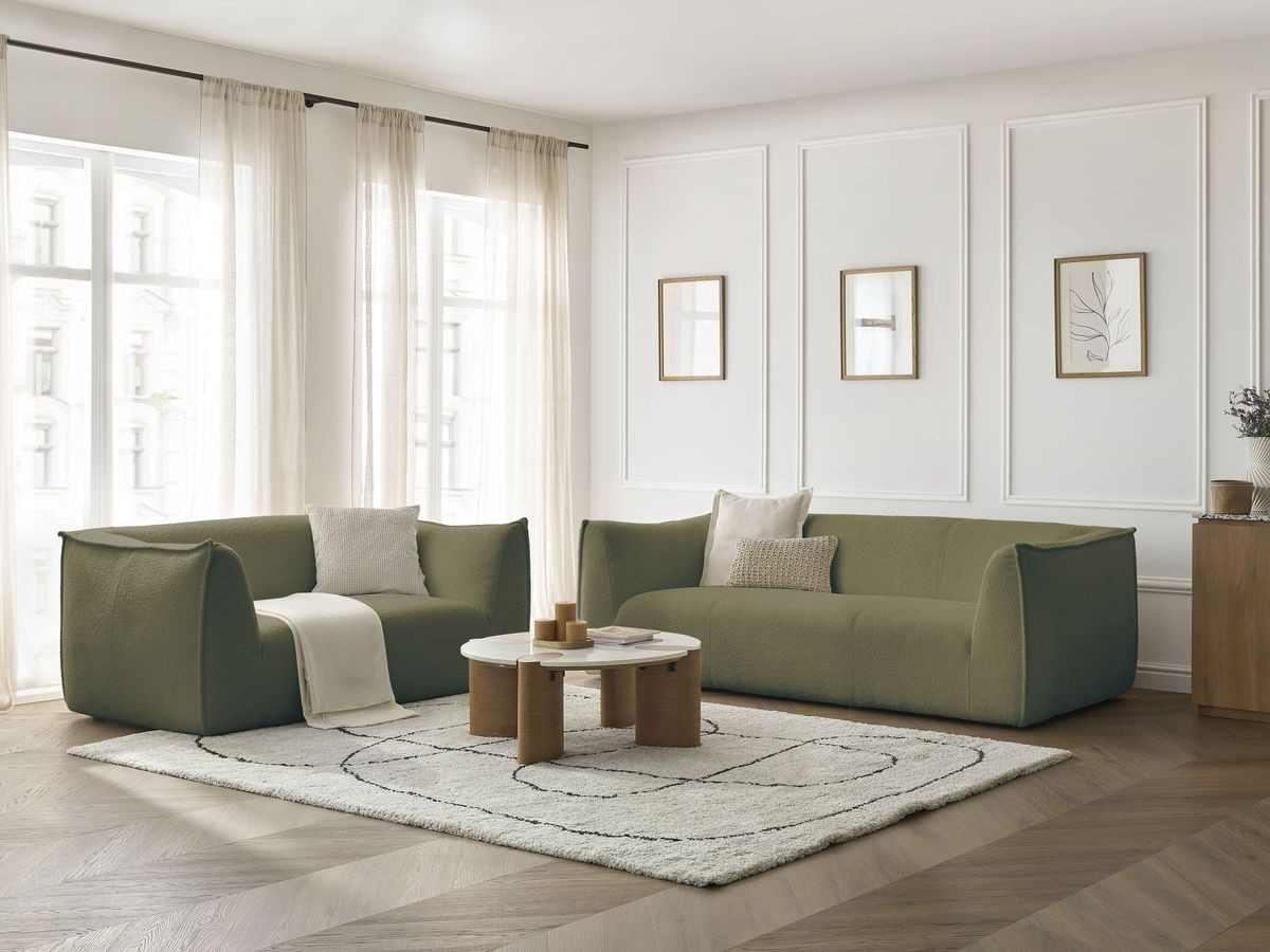 Bobochic Giorgia Sofa 5-Sitzer 412 × 100 cm Bouclé-Stoff Grün
