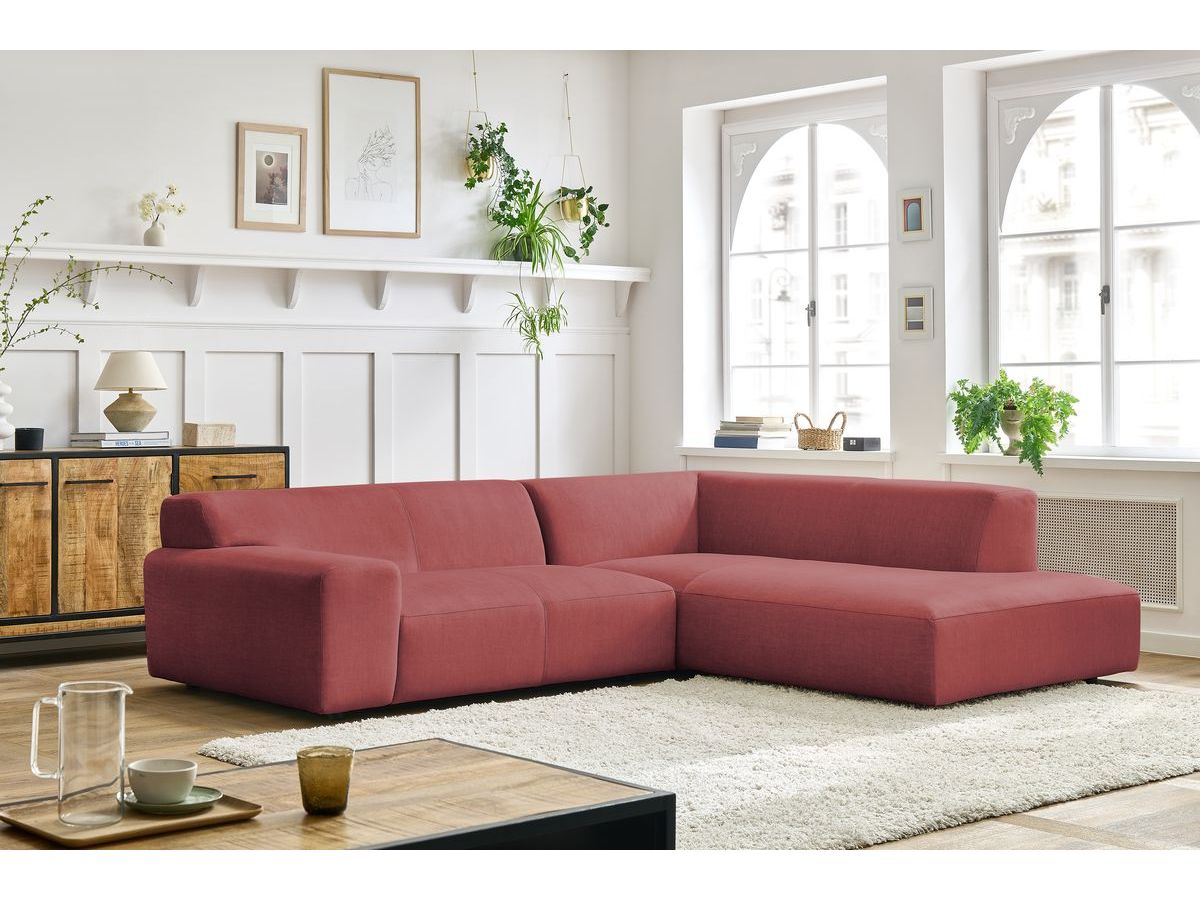 Bobochic Lavena Ecksofa 272 × 220 cm Samt Orange Ecke rechts