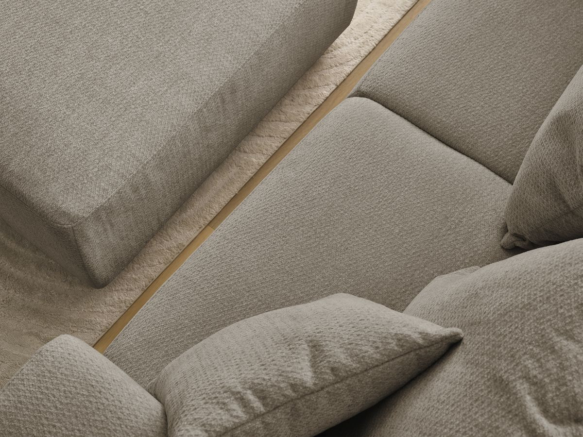 Bobochic Sidonie Sofa 4-Sitzer mit Pouf Melange-Stoff Taupe
