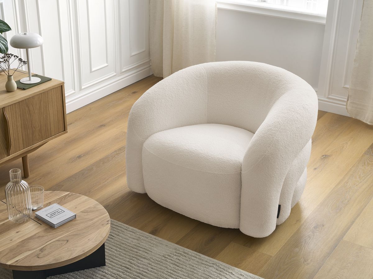 Bobochic Elina Sessel Bouclé-Stoff Beige
