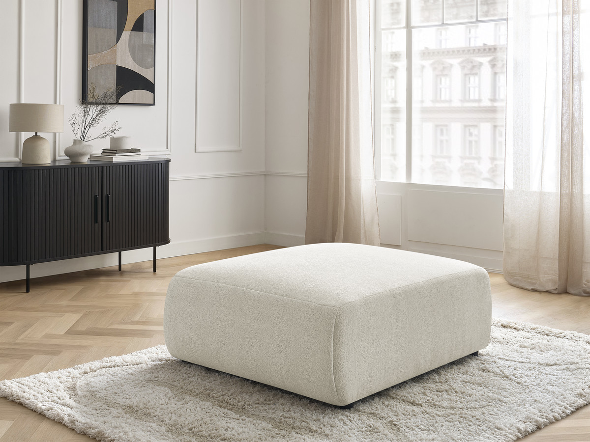 Bobochic Jana Pouf 94 × 114 cm Melange-Stoff Weiß
