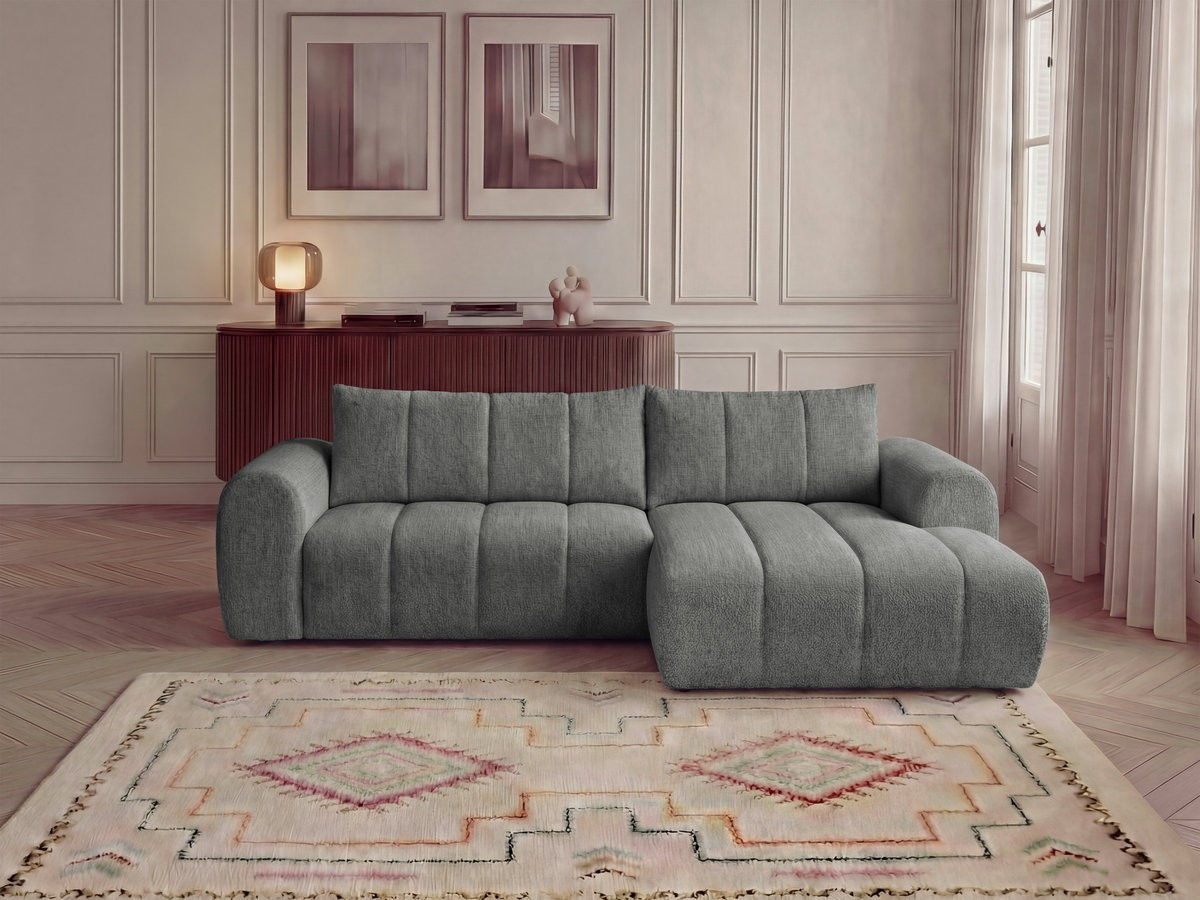 Bobochic Nesty Ecksofa in L-Form, 256 cm Melange-Stoff Dunkelgrau Ecke rechts