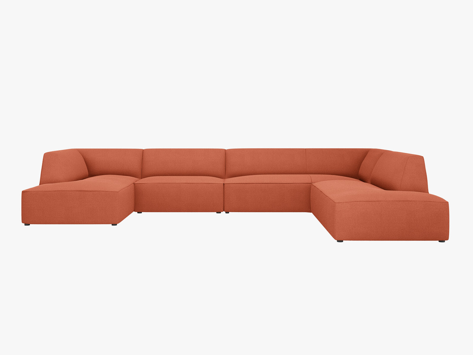 Micadoni Panorama-Ecksofa Ruby 7-Sitzer Rechts Strukturierter Stoff Koralle
