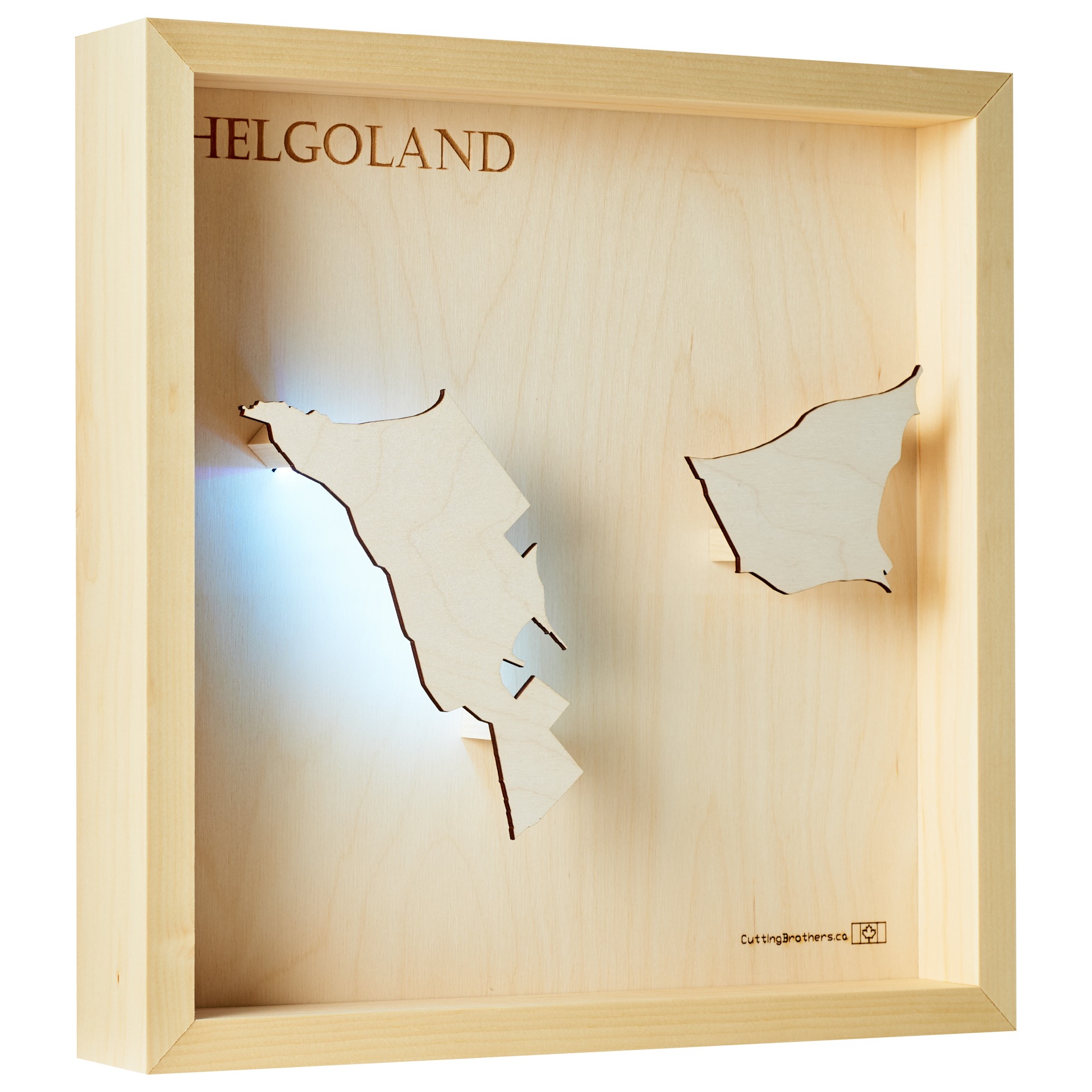 Cutting Brothers LED Licht Helgoland Light 3D Insel Holz Karte