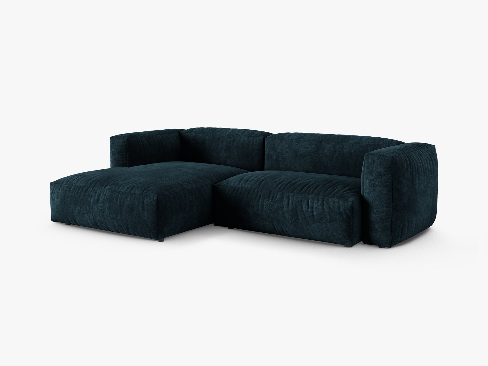 Micadoni Ecksofa Martina 2-Sitzer 90cm Sitztiefe Links Samt Vogue Dunkel Petrol