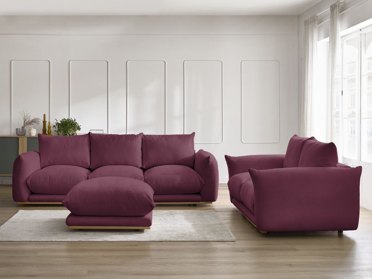 Bobochic Ernest Sofa 6-Sitzer mit Pouf Stoff Rot